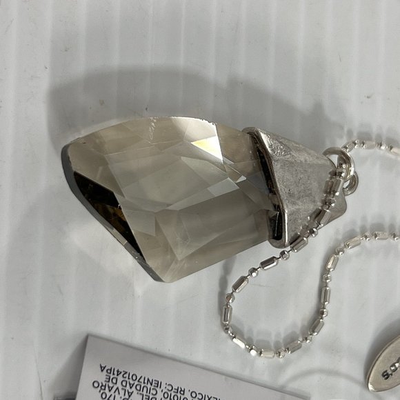 Chicos Necklace Long Strand Faceted Crystal Pendant Silver Tone 20" Adjustable - Picture 4 of 9